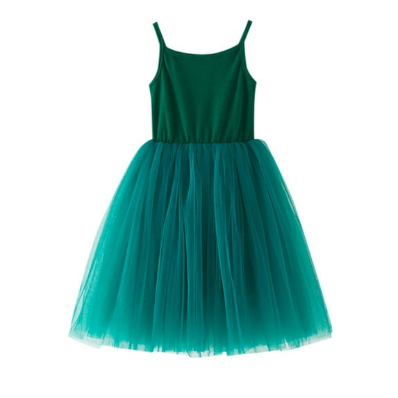 ZHUASHUM Baby Girls Tutu Dress Toddler Cotton Tutu Dress Tulle Dresses Girl Strap Sleeveless Princess Dress Green,12-24 Months