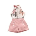 thumbnail image 1 of ZHUASHUM Baby Outfits For Boys Girls Baby Summer Clothes Outfit Flowers Sleeveless Top Solid Shorts Short Set 2Pcs Rd2,3-4 Years, 1 of 3