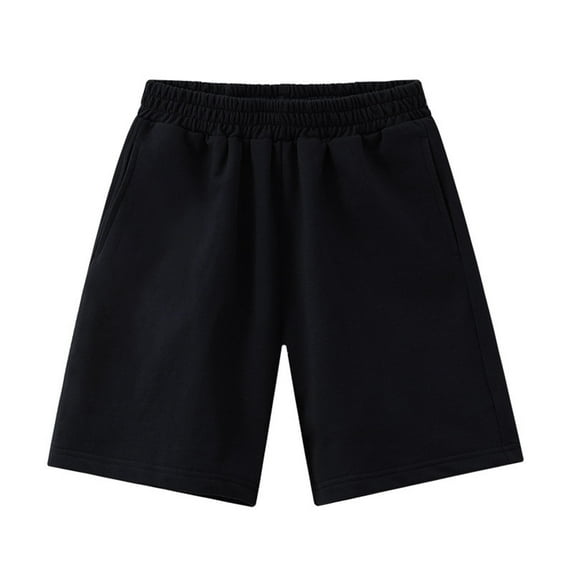 ZHUASHUM Baby Pant For Boys Solid Color Stretch Shorts Casual Quarter Pants Medium Sized Children Simple Casual Relax Fit Pants,6-7 Years Black