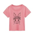 thumbnail image 1 of Zhuashum Baby T Shirt 2024 For Boys Girls Cute Summer Children'S Easter Cartoon Bunny Print Short Sleeved T Shirt Rabbit Graphic Out Wear Tees Tops Pink,Size:3-4 Years, 1 of 3
