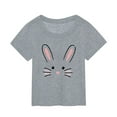 thumbnail image 1 of Zhuashum Baby T Shirt 2024 For Boys Girls Cute Summer Solid Color Short Sleeved T Shirt Children'S Easter Cartoon Bunny Print Round Neck Blouse Grey,Size:1-2 Years, 1 of 3