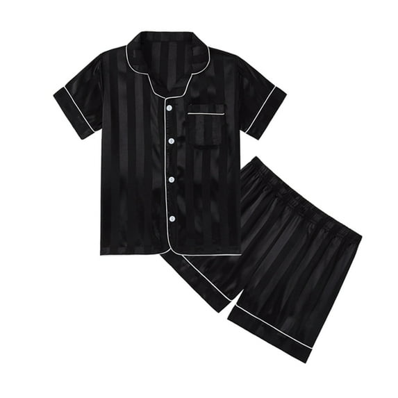 ZHUASHUM Babys Boys Girl Pajamas Toddler Spring Summer Cartoon Print Short Sleeve Shorts Sleepwear Outfits Pajamas Clothes Black,Size:11-12 Years