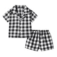 thumbnail image 1 of ZHUASHUM Babys Boys Girl Pajamas Toddler Spring Summer Plaid Cotton Short Sleeve Solid Color Sleepwear Pajamas Clothes Black,Size:4-5 Years, 1 of 3