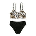 thumbnail image 1 of ZHUASHUM Bikini Sets For Girls Leopard Print Bikini Kids Bathing Suits 2 Piece Swimsuit Black,Size:13-14 Years, 1 of 7