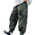 thumbnail image 1 of ZHUASHUM Boy'S Pants Relax Fit Trousers Summer Straight Leg Camo Sweartpants Casual Pants Kid Clothes Camouflage 12-13 Years, 1 of 6