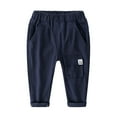 thumbnail image 1 of ZHUASHUM Boy'S Pants Solid Color Straight Leg Trousers Relax Fit Casual Pants Sweartpants Summer Comfortable Wear Navy 5-6 Years, 1 of 2