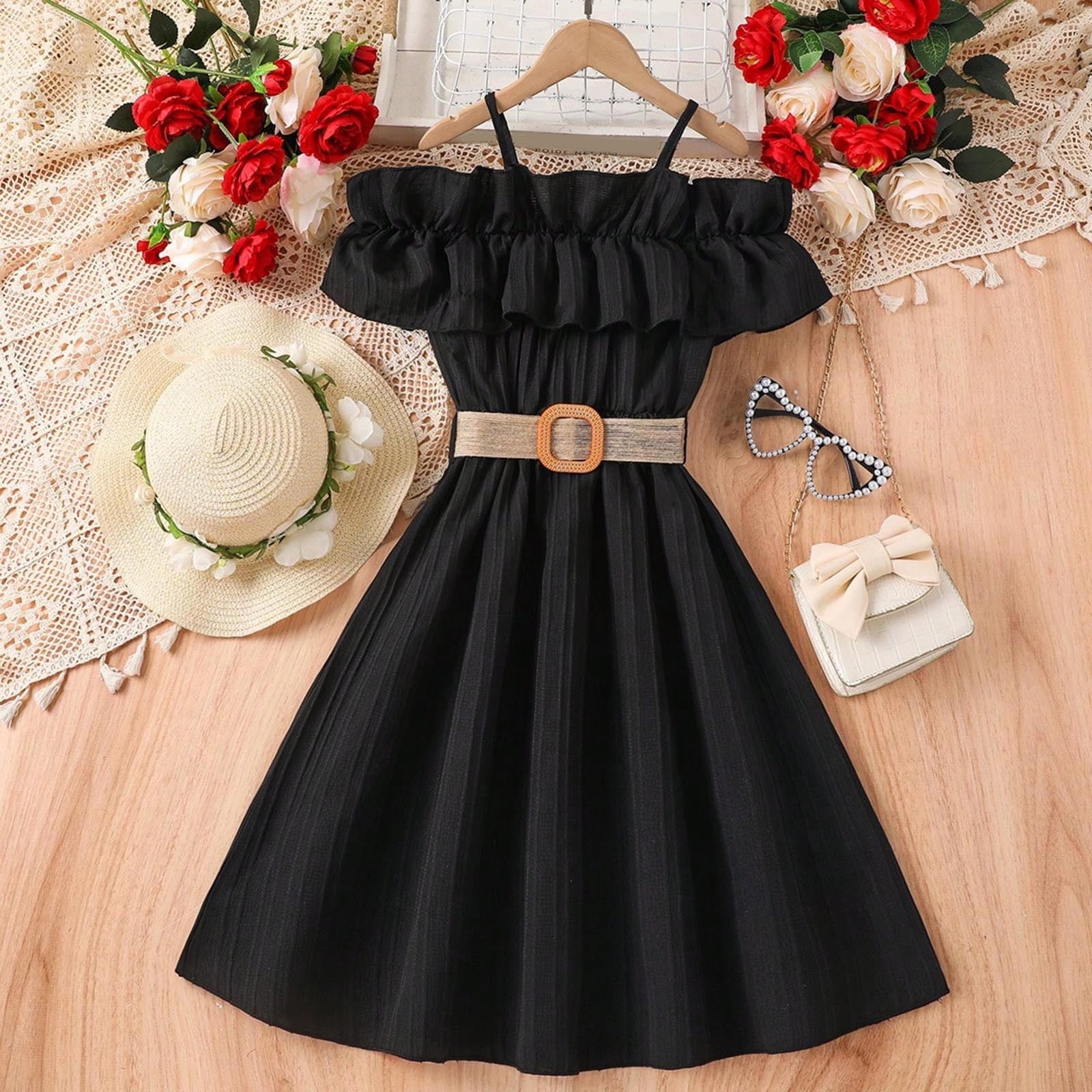 black dress toddler PURFEEL Baby Girls Kids Black Party Costume 1T-7Years : Clothing, Shoes & Jewelry This girls black ruffle twirl dress is perfect for fun adventures and special occasions Baby Girl Dress Toddler Communion