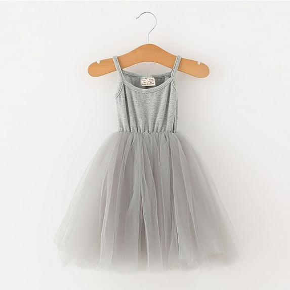 ZHUASHUM Cute Girl'S Dress 2024 Baby Girls Tutu Dress Toddler Cotton Tutu Dress Tulle Dresses Girl Sleeveless Princess Dress,2-3 Years Grey
