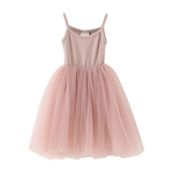 ZHUASHUM Dress For Girls 2024 Baby Girls Tutu Dress Toddler Cotton Tutu Dress Tulle Dresses Girl Sleeveless Princess Dress,6-7 Years Pink