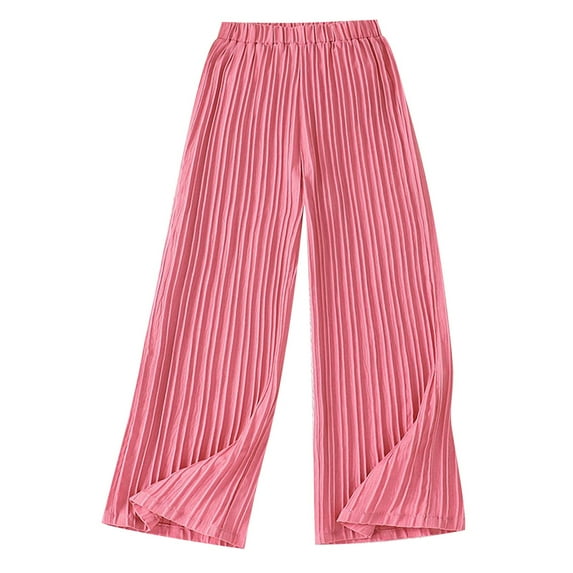 ZHUASHUM Girl'S Pants Relax Fit Trousers Straight Leg Solid Color Sweartpants Casual Pants Daily Wear Pink 7-8 Years