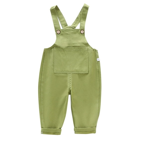 ZHUASHUM Girl'S Pants Relax Fit Trousers Straight Leg Solid Color Sweartpants Jumpsuit Daily Wear Green 4-5 Years
