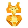 thumbnail image 1 of ZHUASHUM Girls Sleeveless 1 Piece Swimsuit Surf Girls Giraffe Prints Solid Color Beach Sport Bathing Swimsuityellow,Size4-5 Years, 1 of 7