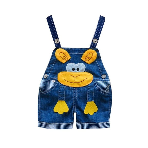 ZHUASHUM Kid Boys Girls Pants Toddler Cute Cartoon Jean Summer Children'S Pants Baby Jumpsuit Monkey Outfit Suspenders Denim Shorts 6-12 Months H