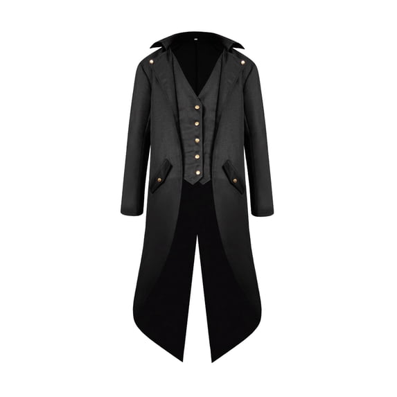 ZHUASHUM Kid Coats For Boys Girls Solid Color Long Sleeve Big Kids Regency Tailcoat Wear Frock Coat Black 17-18 Years