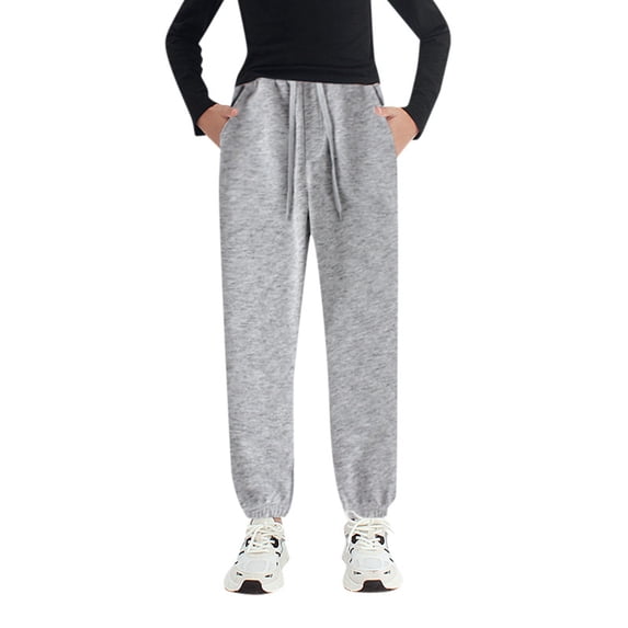 ZHUASHUM Kid Pants For Boys Girls Active Pants Jogger Sweatpants With Pockets Warm Kids Trousers Casual Solid Color Pants Dark Gray,Size:8-9 Years
