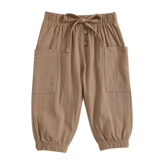 ZHUASHUM Kid Pants For Boys Girls Autumn Toddler Pants Solid Color Sport Pants Casual Outwear 12-18 Months Khaki