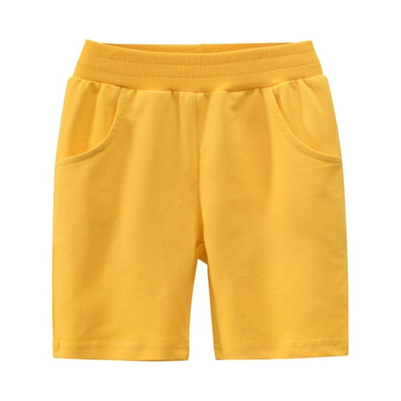 ZHUASHUM Kid Pants For Boys Girls Toddler Kids Sport Soild Color Casual Shorts Fashion Beach Cargo Pants Shorts 2-3 Years Yellow