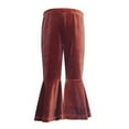 thumbnail image 1 of ZHUASHUM Kid Pants For Girls Bottom Pants Toddler Bell-Bottoms Bell Pants Flare Ruffle Girls Trousers Girls Pants Brown 5-6 Years, 1 of 3