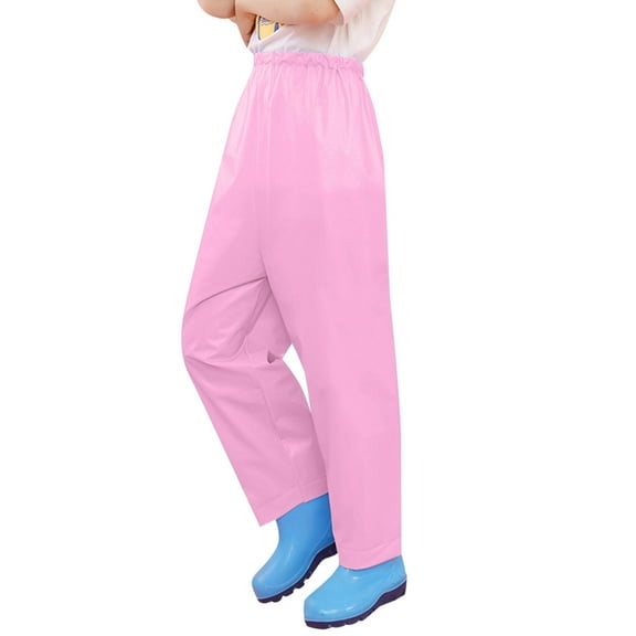ZHUASHUM Kid Pants For Girls Boys Rain Pants Mud Proof Lightweight Water Proof Unisex Rain Wear Pink,Size:7-8 Years