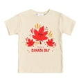 thumbnail image 1 of ZHUASHUM Kid Tops For Boys Girls Short Sleeve Round Neck Trendy Cartoon Print Canada International Day Maple Leaf Print Comfortable Loose Tops Children'S Clothing Beige 8-9 Years, 1 of 4