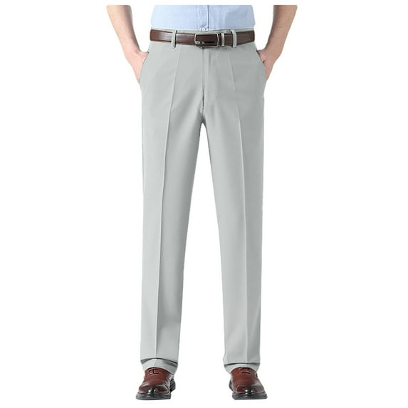 ZHUASHUM Mens Golf Pants Mynx Hidden Expandable Waistband Classic Fit Front Pleated Dress Pant White Xxxl