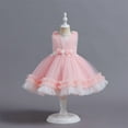 thumbnail image 1 of ZHUASHUM New Children'S Dress Puffy Dress Cake Dress Princess Dress Flower Girl'S First Birthday Baby Party Dress Pink,3-4 Years, 1 of 5