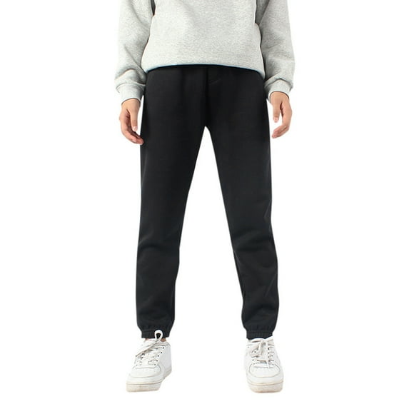 ZHUASHUM Pants For Baby Boys Girls Active Pants Jogger Sweatpants With Pockets Kids Trousers Casual Solid Color Pants Black,Size:6-7 Years