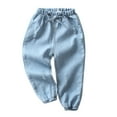 thumbnail image 1 of ZHUASHUM Pants For Baby Boys Girls Children Girl Cartoon Hole Denim Long Pants Elastic Waist Jeans Clothes B,Size:18-24 Months, 1 of 4