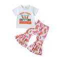 thumbnail image 1 of ZHUASHUM Photography Outfits Girl Boys Summer Short Sleeve 2 Pcs Easter Rabbit Prints Tops T Shirt Bell Bottoms Pants Outfits White,18-24 Months, 1 of 6