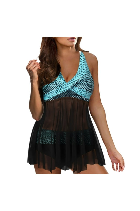 Plus Size Swimsuit For Women Beachwear Bathing Suit Ladies Print Swimjupmsuit Swimsuit Beachwear Padded Swimwear Attractive Vacations Wear 2XL Blue