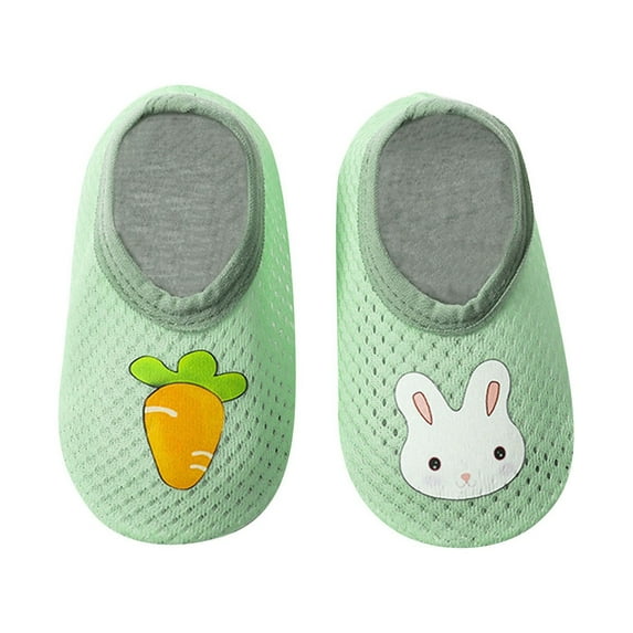 ZHUASHUM Shoes For Baby Boys Girls Breathable Floor Socks Easter Day Rabbit Carrot Prints Non- Animal Barefoot Toddler Socks Shoes Green.Size 6-9 Months