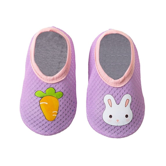 ZHUASHUM Shoes For Baby Boys Girls Breathable Floor Socks Easter Day Rabbit Carrot Prints Non- Animal Barefoot Toddler Socks Shoes Purple.Size 12-15 Months