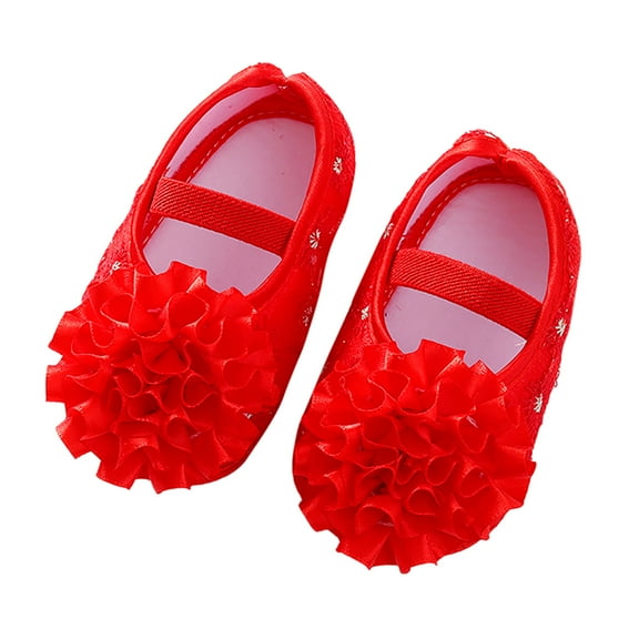 ZHUASHUM Shoes For Baby Girls Shoes Soft Princess Shoesgirls Toddler Walkers Solid Color Cute Soft Comfortable Shoes Red.Size 6-9 Months
