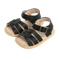 thumbnail image 1 of ZHUASHUM Shoes For Boys And Girls Soft Sole Non- Sandals Baby Rubber Boys Shoes Flat Prewalker Walking Shoes Black.Size 0-6 Months, 1 of 8