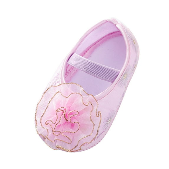 ZHUASHUM Shoes For Girls Shoes Little Child Sole Princess Toddler Flowers Shoes Soft Cute Baby Shoes Purple.Size 0-3 Months