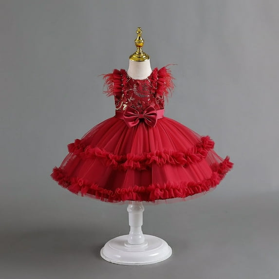 ZHUASHUM Summer Children'S Dress Puffy Skirt Cake Princess Dress Baby Dress Baby Dress Party Dress Gift For Girl ,9-12 Months
