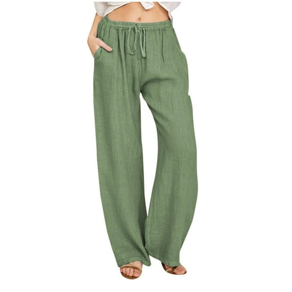 ZHUASHUM Summer Pants For Women 2024 Solid Color Straight Leg Joggers High Waist Lightweight Pants Plus Size Sweatpants Fashiona Cozy Soft Daily Wear 3Xl Green