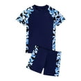 thumbnail image 1 of ZHUASHUM Swimming Trunks Boys Solid Color Round Neck New Breathable Short Sleeved Shorts Two Piece Set Blue,Size:7-9 Years, 1 of 7