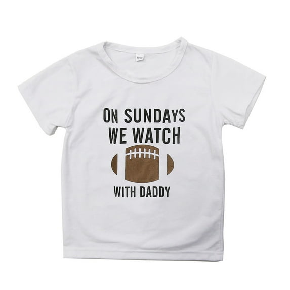 ZHUASHUM T Shirts For Baby Boys Girls Easter Teen Kids Child Short Sleeve Round Neck Rugby Football Letter Prints T Shirt Fans Gift Tops Wh3 8-9 Years