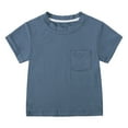 thumbnail image 1 of ZHUASHUM T Shirts For Baby Boys Girls Summer Toddler Short Sleeve Solid Color T Shirt Tops Round Neck Daily Clothes,12-18 Months Navy, 1 of 4
