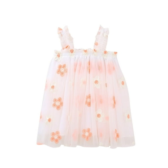 ZHUASHUM Toddler Baby Kids Girls Floral Pineapple Summer Sleeveless Beach Tutu Dress Casual Layered Tulle Dresses Princess Birthday Party Beach Dresses 1-6Y 5-6 Years