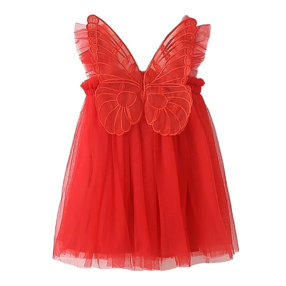 Zhuashum Toddler Girls Sleeveless 3D Butterfly Tulle Dress Dance Party Dresses Clothes,Size:3-4 Years