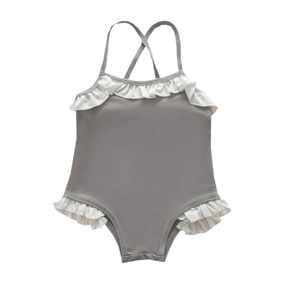 ZHUASHUM Toddler Summer Sleeveless Girls Fashion Ruffles Swimwear Swimsuit Bikini For Children Clothes Grey,Size:12-18 Months