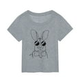 thumbnail image 1 of Zhuashum Tops For Baby Girls 2024 Cute Toddler Children'S Easter Cartoon Bunny Print Summer Solid Color Round Neck Short Sleeved T Shirt Rabbit Graphic Tees Tops Grey,Size:5-6 Years, 1 of 3