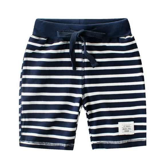 ZHUASHUM Trousers For Boys Girls Toddler Jogger Shorts Summer Nickel Sweatpants Cotton Casual Stripes Prints Short Active Pants With Pockets,2-3 Years Blue
