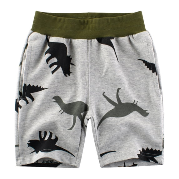 ZHUASHUM Trousers For Boys Girls Toddler Jogger Shorts Summer Cotton Casual Dinosaur Camouflage Short Active Pants With Pockets,3-4 Years Grey