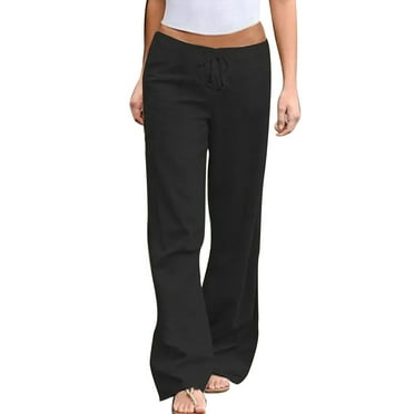 ZHUASHUM Women Casual Pants High Waist Joggers Summer Wide Leg Solid Color Plus Size Sweatpants Relaxed Fit Trousers With Pocket Minimalist Running Yoga Trousers For Women 2Xl Black