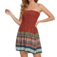 thumbnail image 1 of ZHUASHUM Womens Dress Casual Floral Wrap Strapless Chest Print Beach Bohemian Female Dress Summer Ladies Casual Dress M, 1 of 7