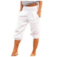 thumbnail image 1 of ZHUASHUM Womens Sweatpants Spring And Summer Straight Leg Cotton Trousers Casual Cropped Solid Color Pants With Pocket For Golf, , Lounge, Travel, Work,L, 1 of 6