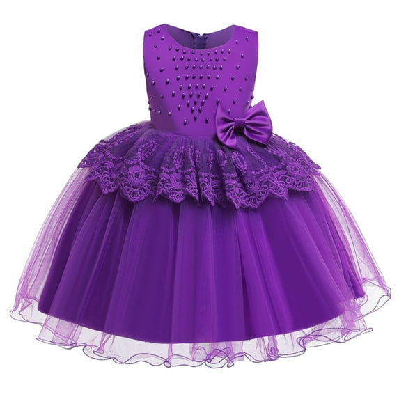 ZHUASHUM flower girl dress Toddler Girls Kid Dress Ruffles Lace Dresses Baby Party Tulle Patchwork Skirt easter clothes ,Size:4-5 Years